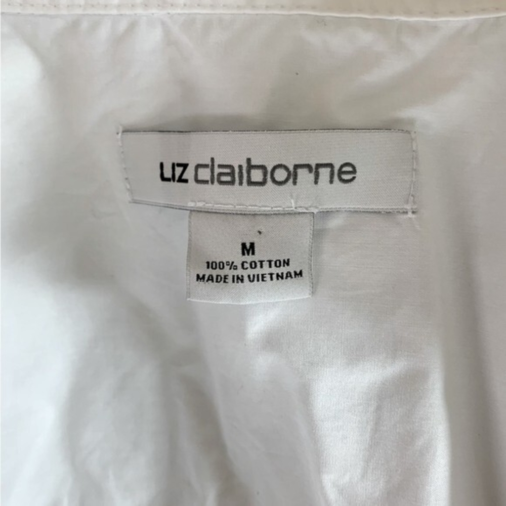 LIZ CLAIBORNE Womens White Cotton Shirt M Button Down Long Sleeve Point Collar - Picture 6 of 6